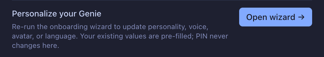 Open the customization wizard