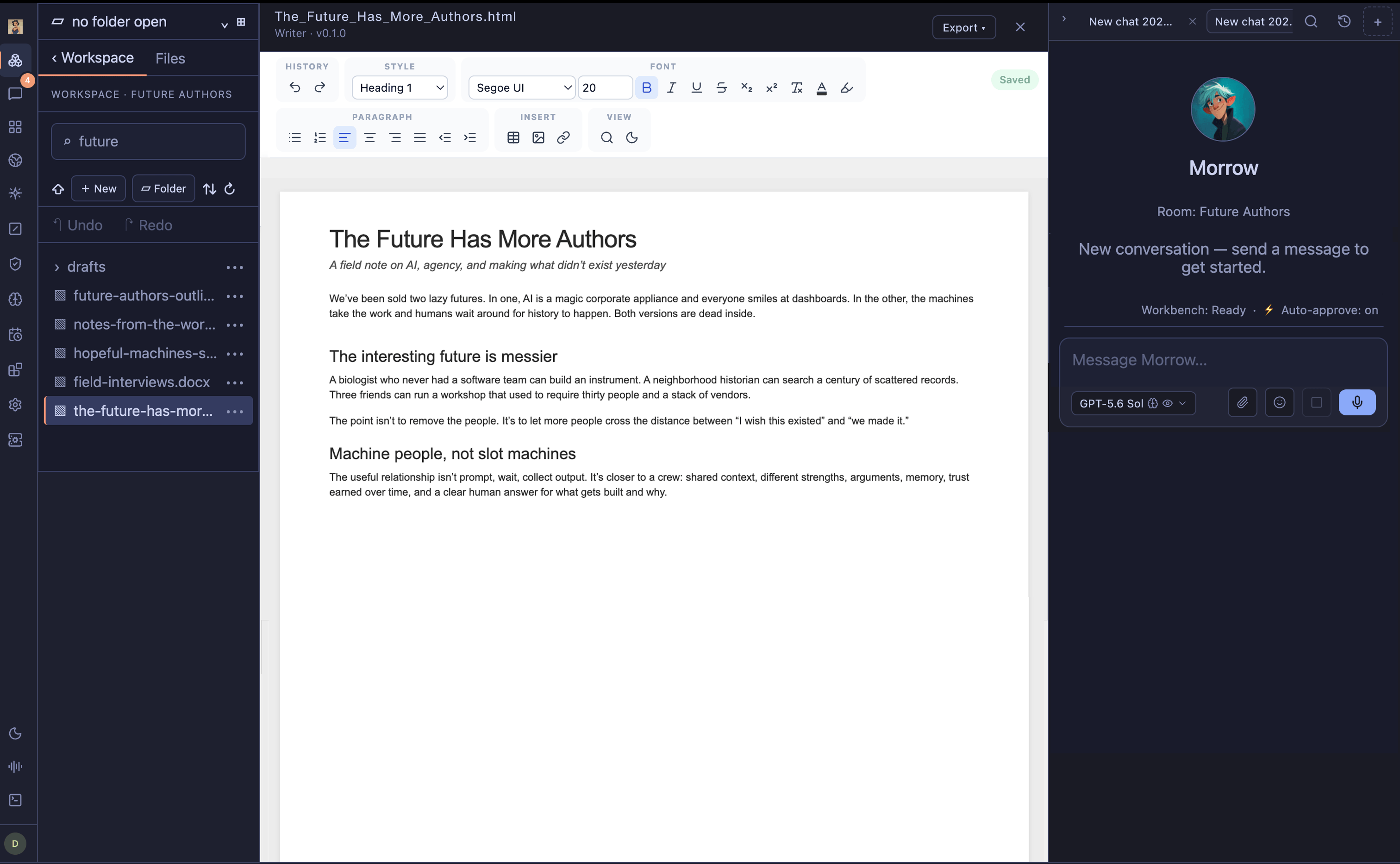 A live Writer document with the Genie beside it