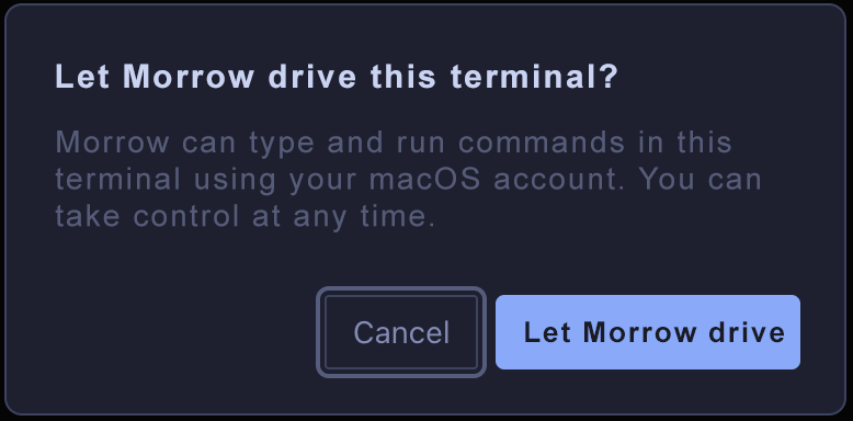 Approve terminal control