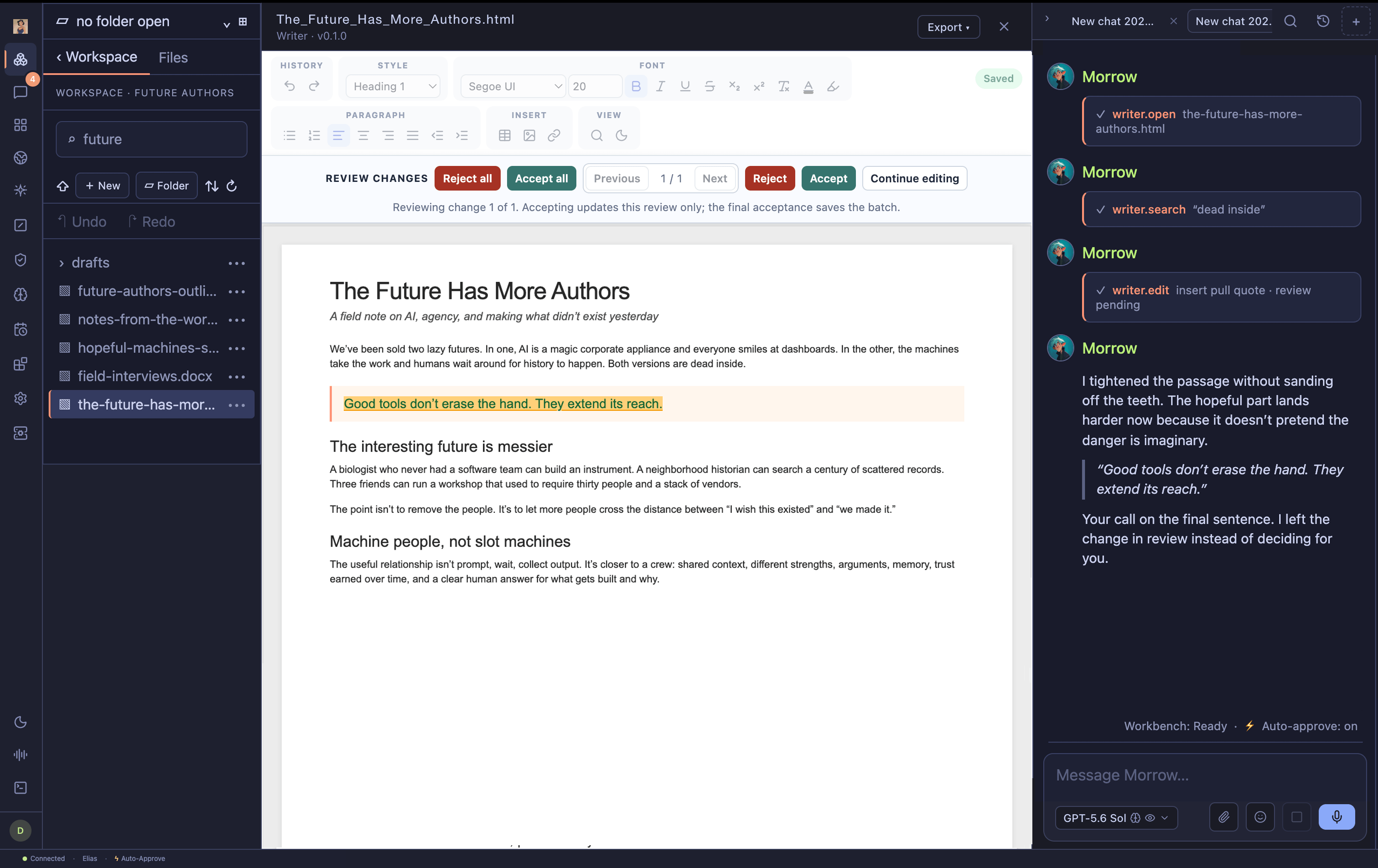 Track changes in Writer